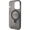 Kryt Guess Ring Stand Script Glitter iPhone 15 Pro - černý