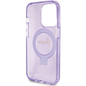 Kryt Guess Ring Stand Script Glitter MagSafe iPhone 15 Pro - fialový