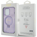 Kryt Guess Ring Stand Script Glitter MagSafe iPhone 15 Pro - fialový