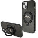 Kryt GUESS Ring Stand Script Glitter pro iPhone 15 Plus / 14 Plus - č
