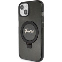 Kryt GUESS Ring Stand Script Glitter pro iPhone 15 Plus / 14 Plus - č