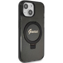 Kryt GUESS Ring Stand Script Glitter pro iPhone 15 Plus / 14 Plus - č