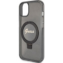 Kryt GUESS Ring Stand Script Glitter pro iPhone 15 Plus / 14 Plus - č