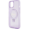 Guess RING STAND SCRIPT GLITTER pro iPhone 15 Plus/14 Plus fialová
