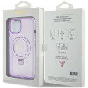 Guess RING STAND SCRIPT GLITTER pro iPhone 15 Plus/14 Plus fialová