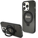 Kryt Guess RING STAND SCRIPT GLITTER iPhone 15 Pro Max černý
